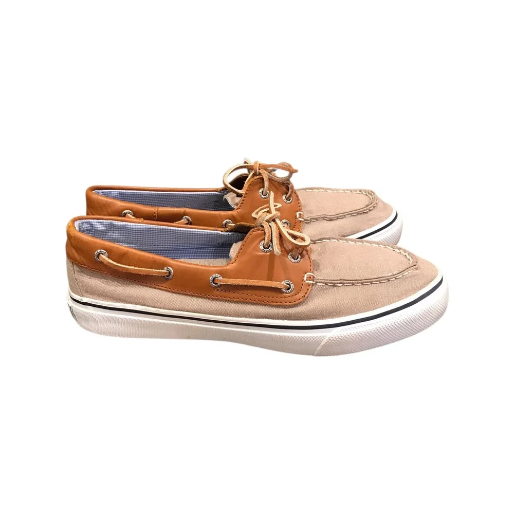 Sperry Top Sider Men's Tan‎ Canvas Boat Shoes Lace Up Casual Sneakers Size 12